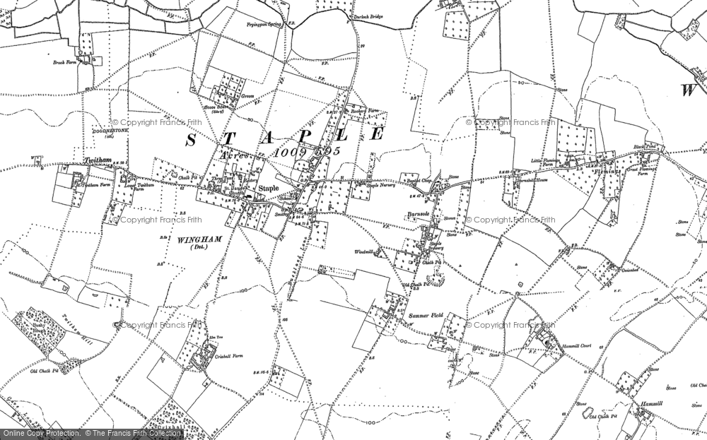 Old Map of Historic Map covering Twitham in 1896