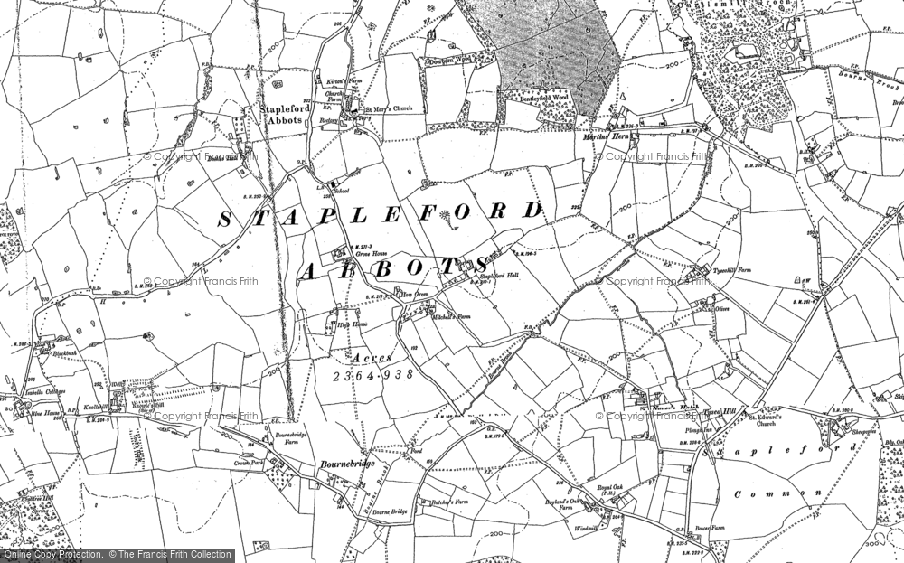 Old Map of Historic Map covering Albyns in 1895
