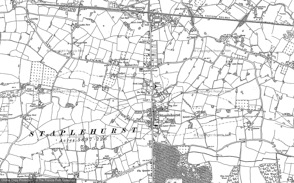 Old Map of Staplehurst, 1896 in 1896