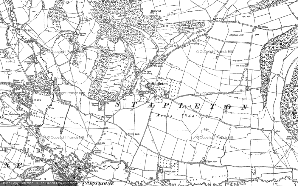 Old Map of Historic Map covering Boultibrooke in 1885