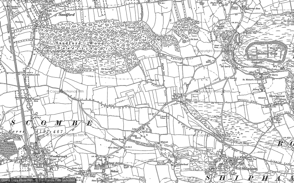 Old Map of Historic Map covering Wimblestone in 1883