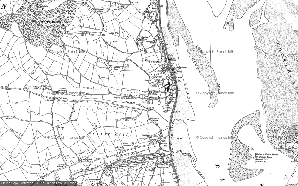 Old Map of Starcross, 1888 - 1904 in 1888