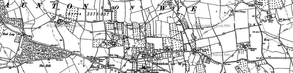 Old map of Staunton on Wye in 1886