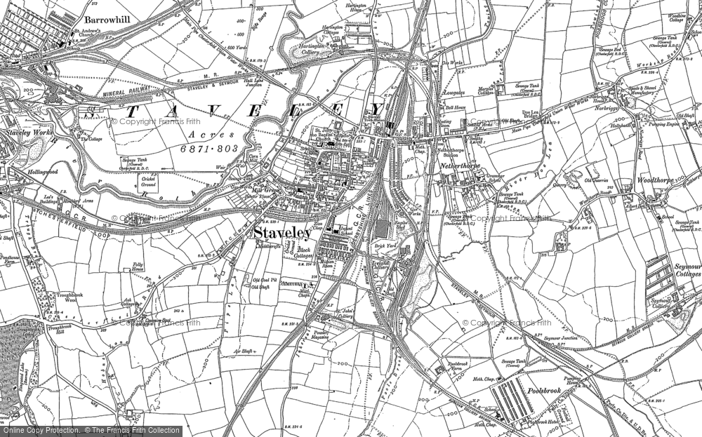 Old Map of Staveley, 1876 - 1897 in 1876