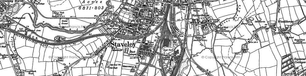 Old map of Staveley in 1876