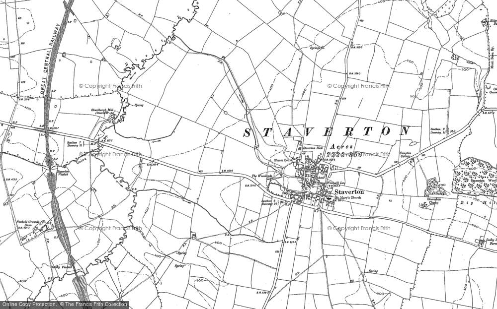 Old Map of Staverton, 1883 - 1899 in 1883
