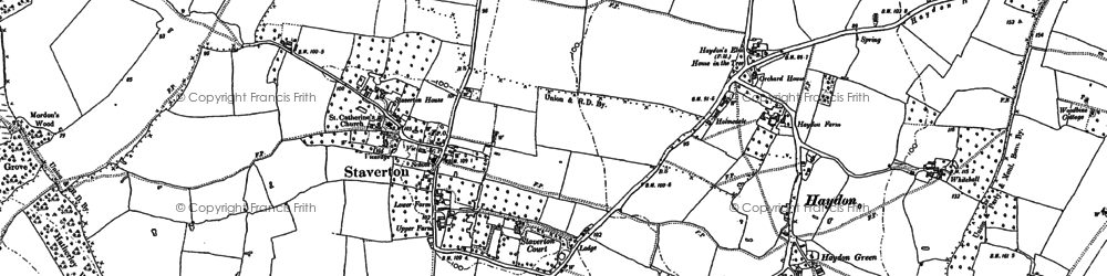 Old map of Staverton in 1884