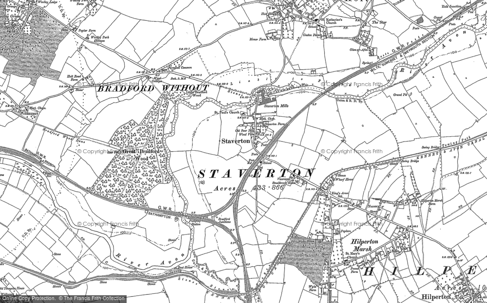 Old Map of Historic Map covering Widbrook in 1922