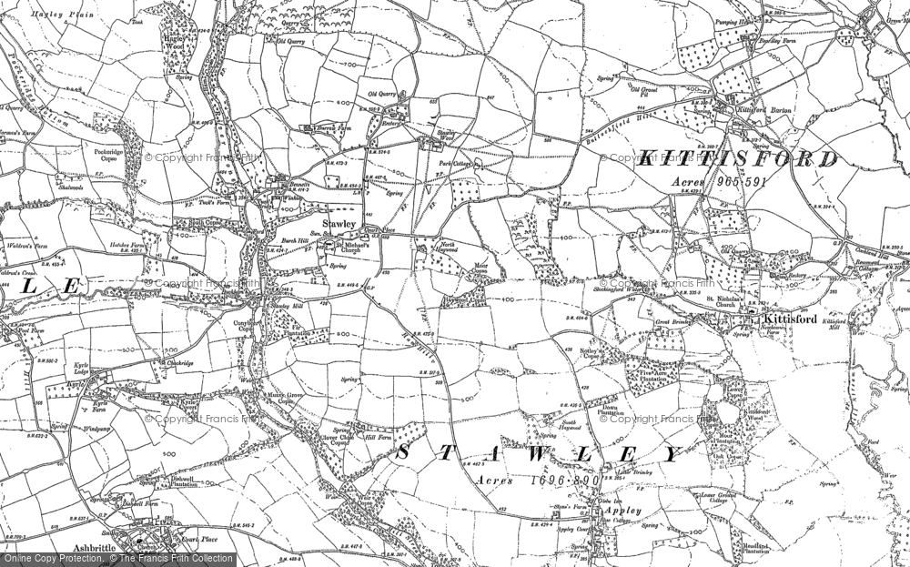 Old Map of Stawley, 1887 - 1903 in 1887