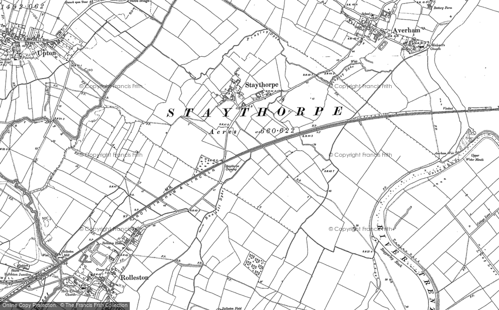 Old Map of Historic Map covering Staythorpe Power Station in 1895