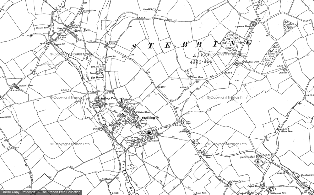 Old Map of Historic Map covering Stebbing Green in 1886