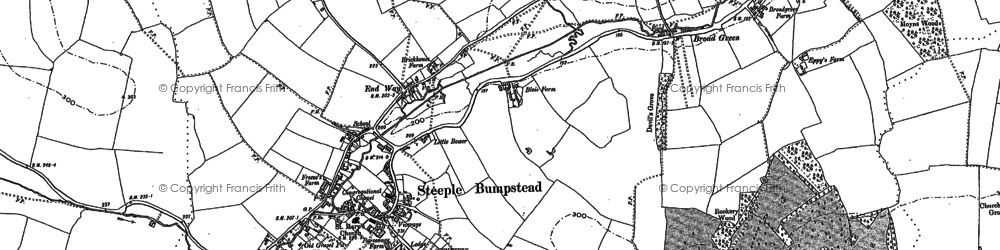 Old map of Steeple Bumpstead in 1896