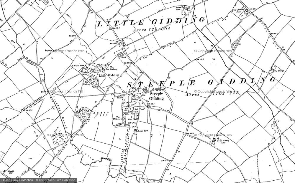 Old Map of Steeple Gidding, 1887 in 1887