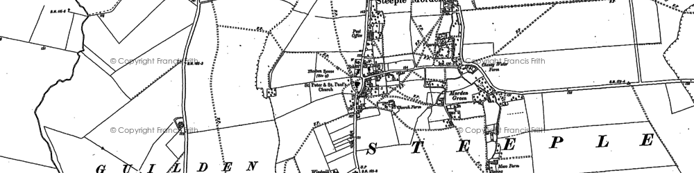 Old map of Steeple Morden in 1900