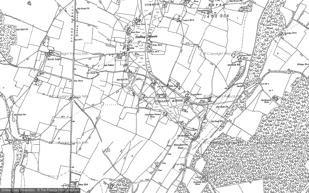 Old Map of Historic Map covering North Leigh in 1896
