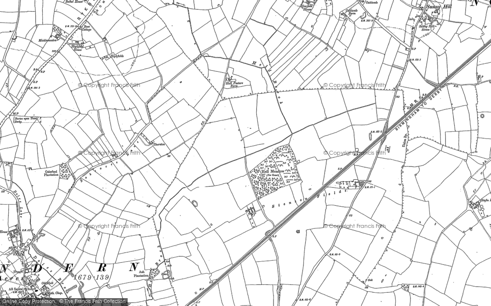Old Map of Stenson Fields, 1881 - 1899 in 1881
