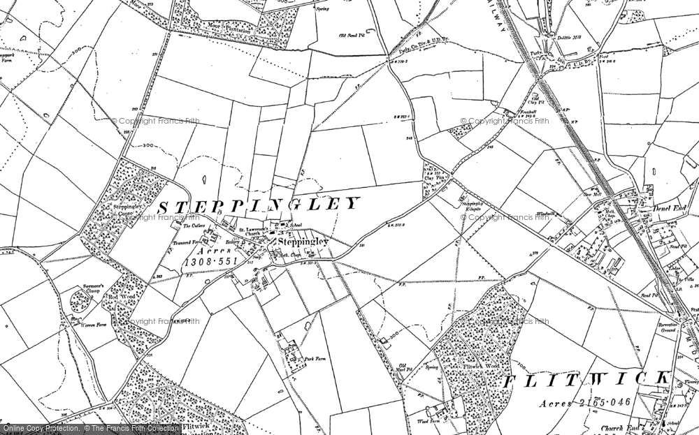 Old Map of Historic Map covering Ampthill Grange in 1881