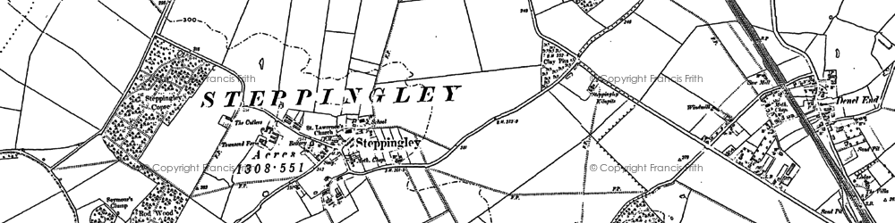 Old map of Steppingley in 1881