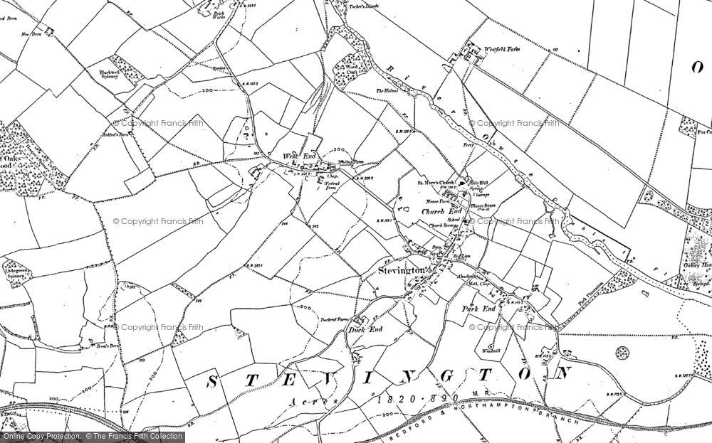 Old Map of Stevington, 1882 in 1882