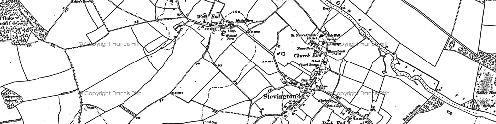 Old map of Stevington in 1882