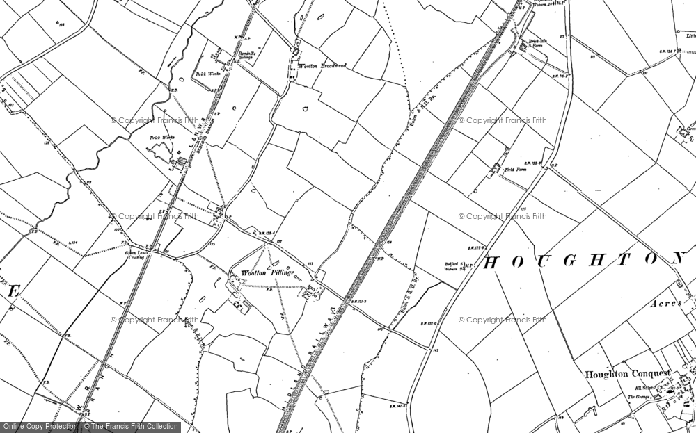 Old Map of Historic Map covering Wootton Broadmead in 1882