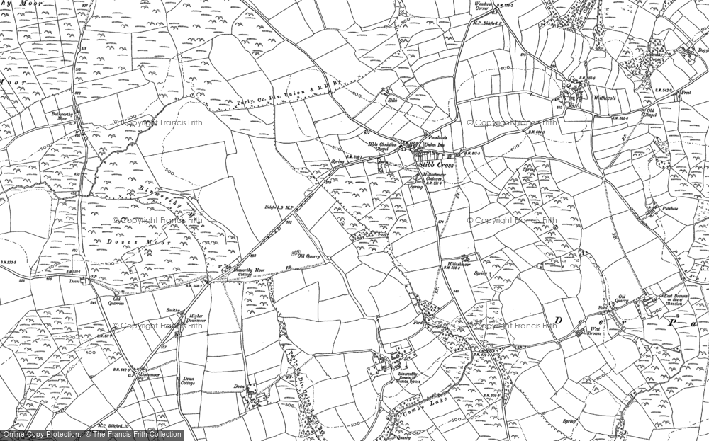 Old Map of Historic Map covering Thornehillhead in 1884