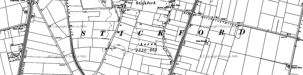 Old map of Hagnaby Lock in 1887