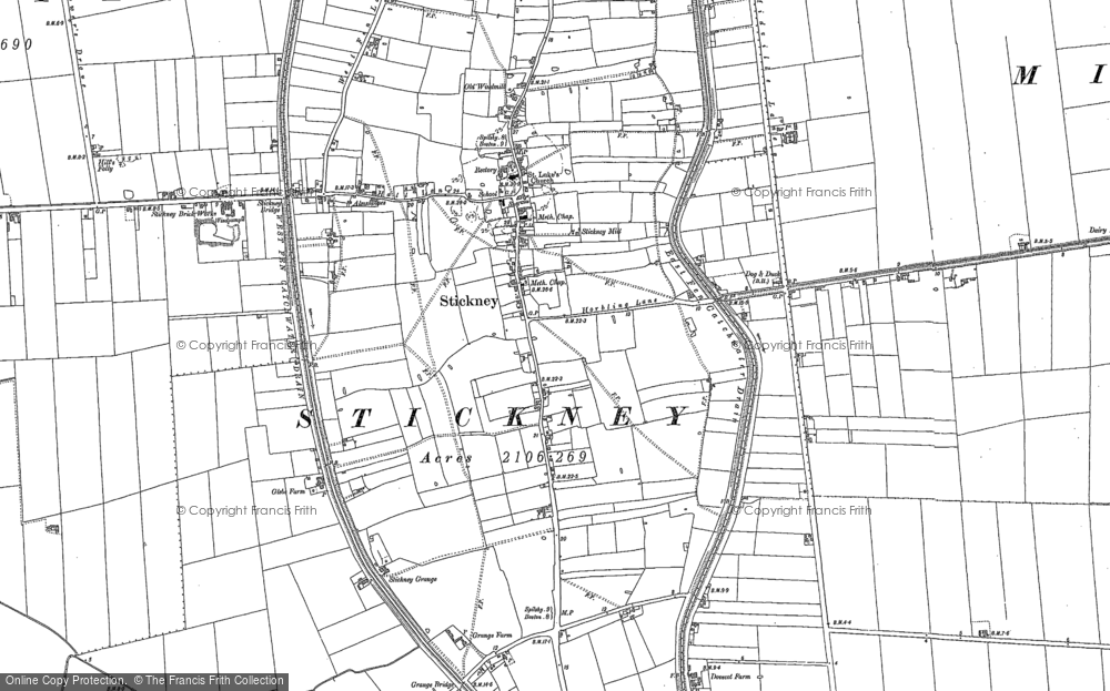 Old Map of Historic Map covering Whyte Acre in 1887