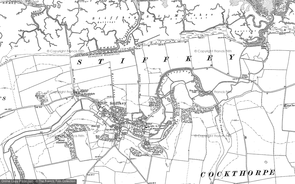 Old Map of Historic Map covering Battledore Hill in 1886