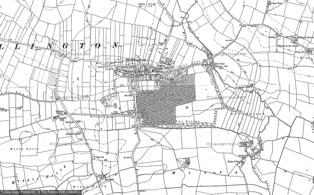 Old Map of Historic Map covering Marton-in-the-Forest in 1888
