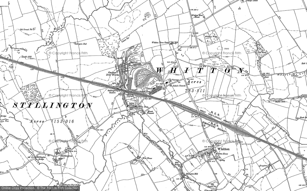 Old Map of Historic Map covering Whitton Three Gates in 1896