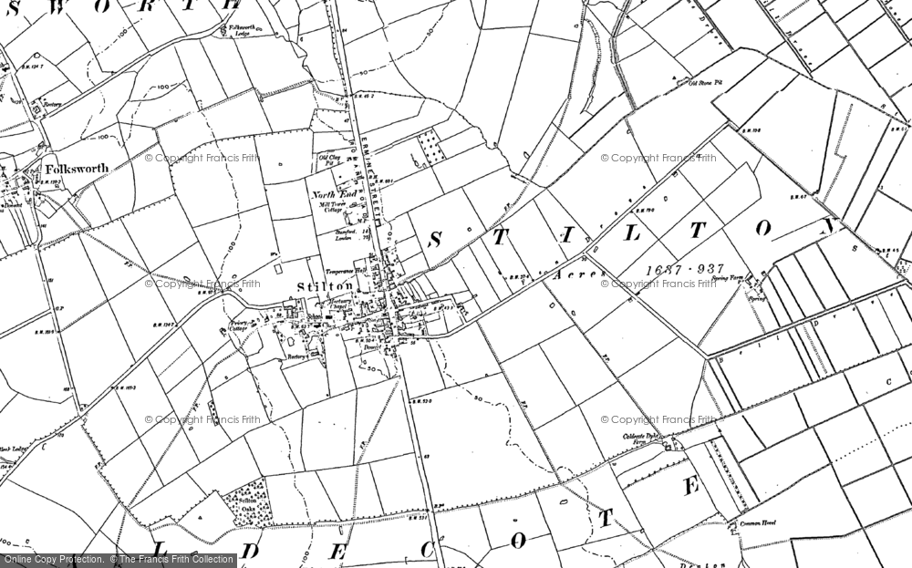 Old Map of Stilton, 1887 in 1887