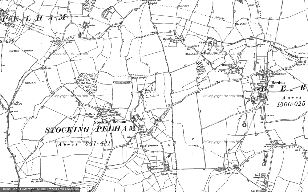Old Map of Stocking Pelham, 1896 in 1896