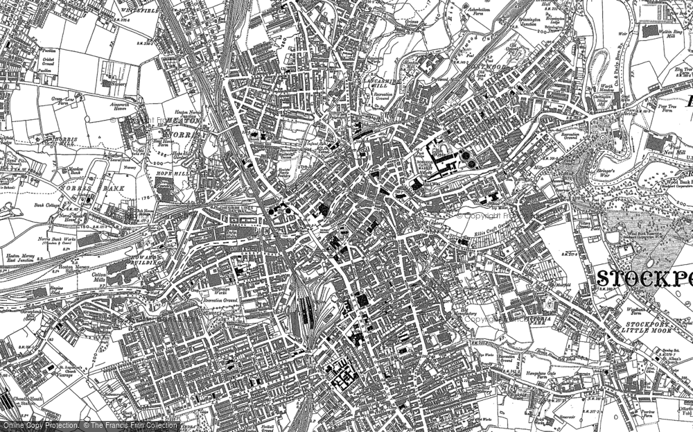 OLD ORDNANCE SURVEY MAP HEATON NORRIS 1893 STOCKPORT PARSONAGE ST MAULDETH ROAD 