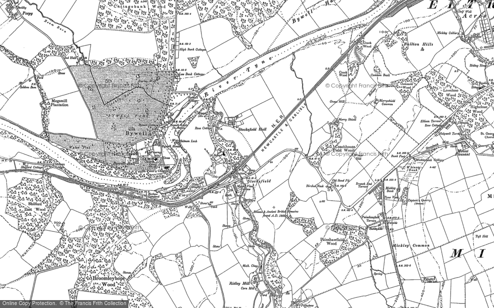 Old Map of Stocksfield, 1895 in 1895