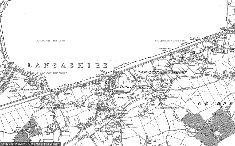 Old Map of Historic Map covering Wilderspool in 1905