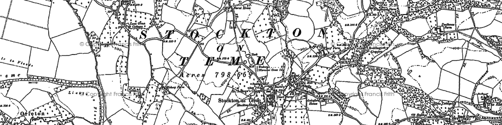 Old map of Stockton on Teme in 1883