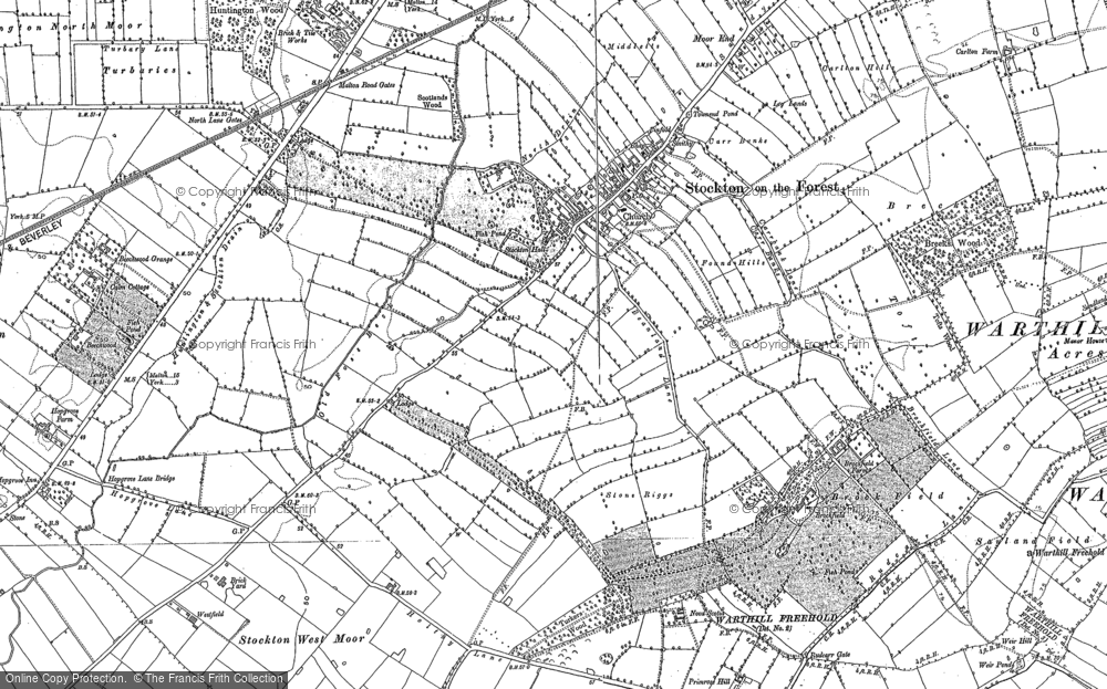 Old Map of Historic Map covering Old Foss Beck in 1890