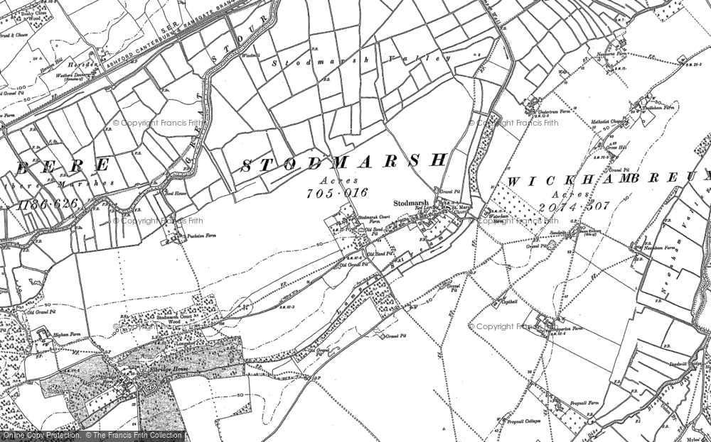 Old Map of Stodmarsh, 1896 in 1896