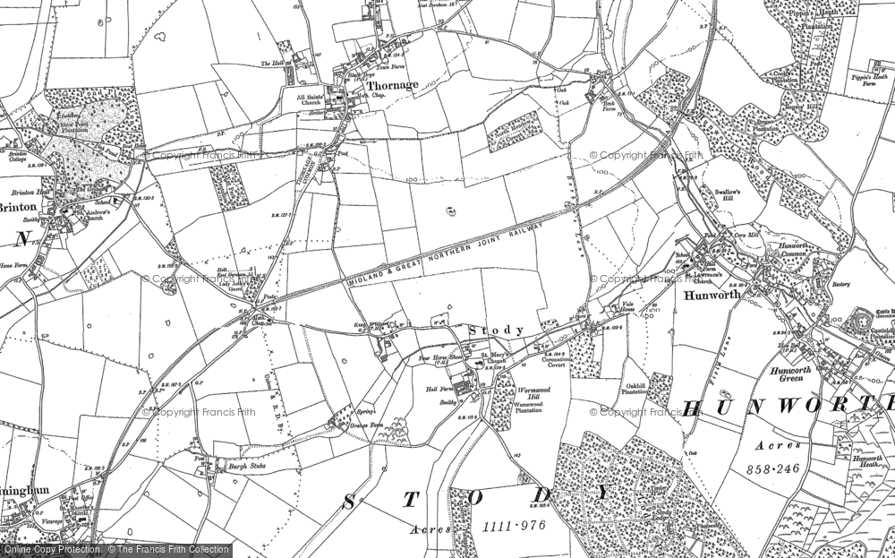 Old Map of Stody, 1885 in 1885
