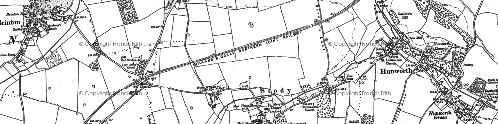 Old map of Stody in 1885