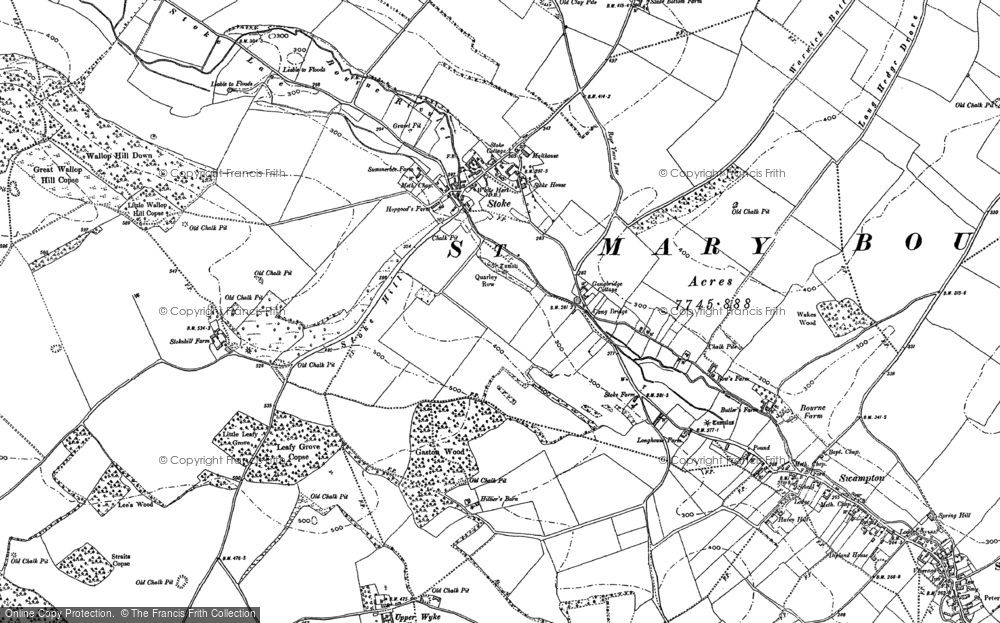 Old Map of Historic Map covering Bourne Rivulet in 1894