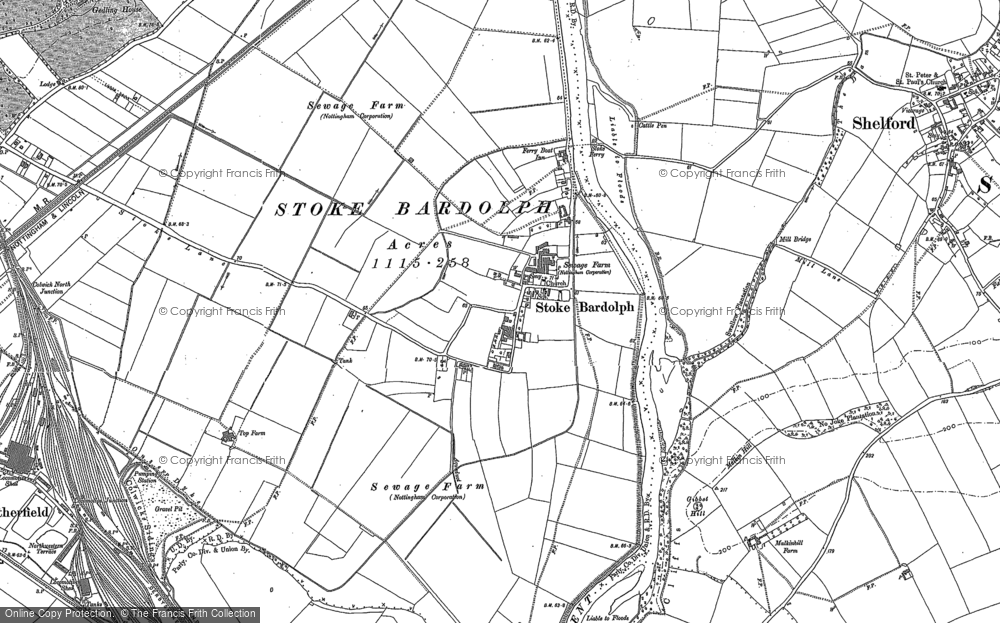 Old Map of Stoke Bardolph, 1883 in 1883