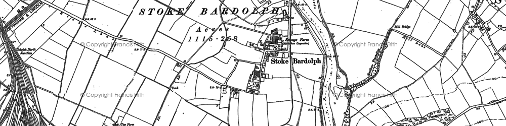 Old map of Stoke Bardolph in 1883