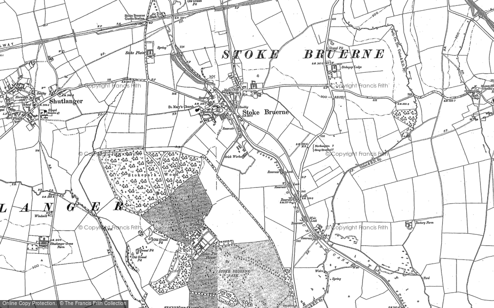 Old Map of Stoke Bruerne, 1883 - 1899 in 1883