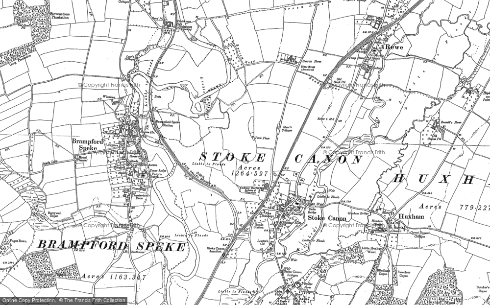 Old Map of Stoke Canon, 1886 - 1888 in 1886