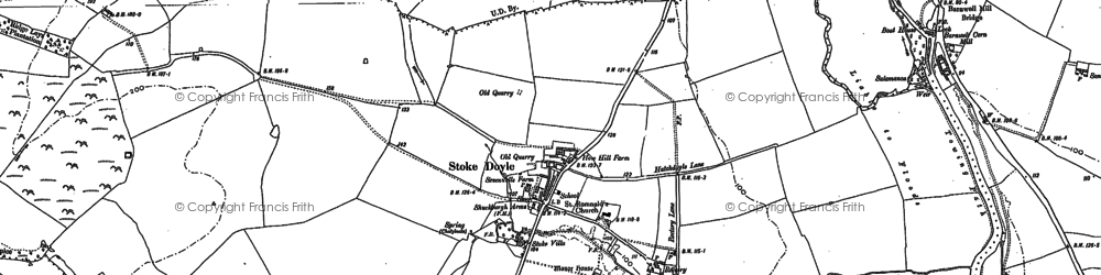 Old map of Stoke Doyle in 1885