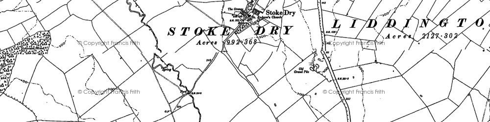 Old map of Stoke Dry in 1902