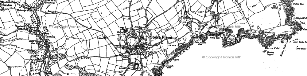 Old map of Stoke Fleming in 1904