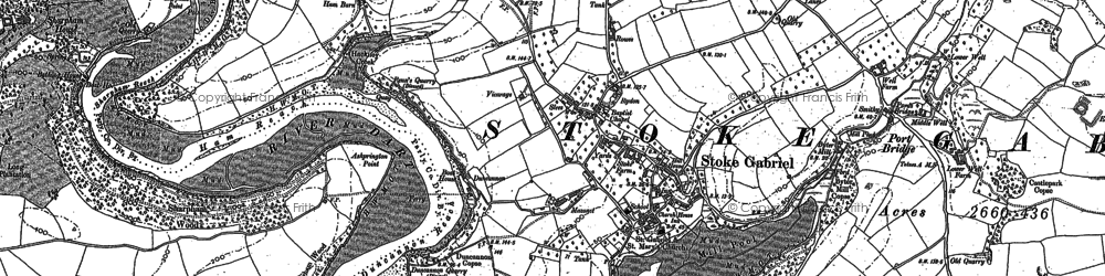 Old map of Stoke Gabriel in 1886